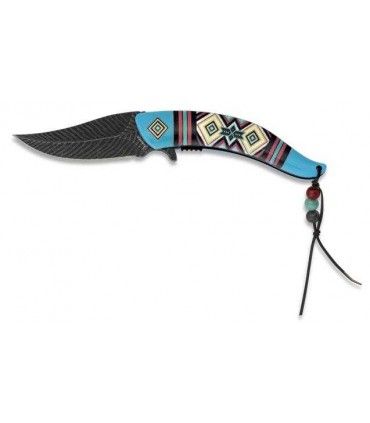 Navaja DECORADA ASISTIDA "INDIAN AZUL" MARTINEZ ALBAINOX 18400A