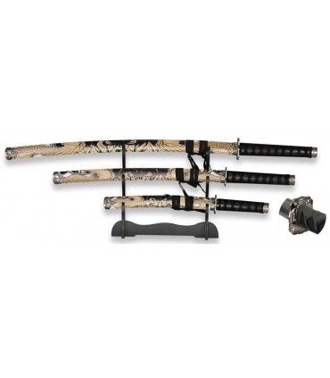 SET DE KATANAS SAMURAIS TOLE 10 IMPERIAL 32588