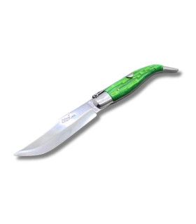 NAVAJA ARTESANA ALBACETEÑA ACRÍLICO VERDE CON VIROLA CELAYA 1120-PVE INOX