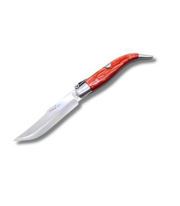 NAVAJA ARTESANA ALBACETEÑA ACRÍLICO ROJO CON VIROLA  CELAYA 1120-PRO INOX