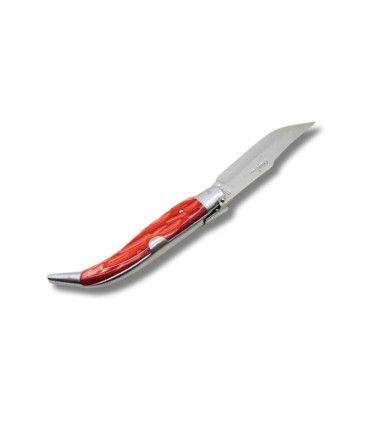 NAVAJA ARTESANA ALBACETEÑA ACRÍLICO ROJO CON VIROLA  CELAYA 1120-PRO INOX