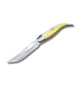 NAVAJA ARTESANA ALBACETEÑA ACRÍLICO AMARILLO CON VIROLA CELAYA 1120-PAM INOX