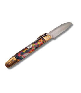 NAVAJA ARTESANA MACHETE LATON IMPRESION DE PISTO R.BUSTOS 1 A