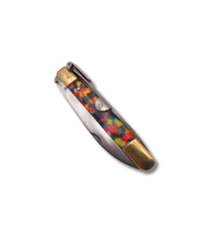 NAVAJA ARTESANA MACHETE LATON IMPRESION DE PISTO R.BUSTOS 1 C